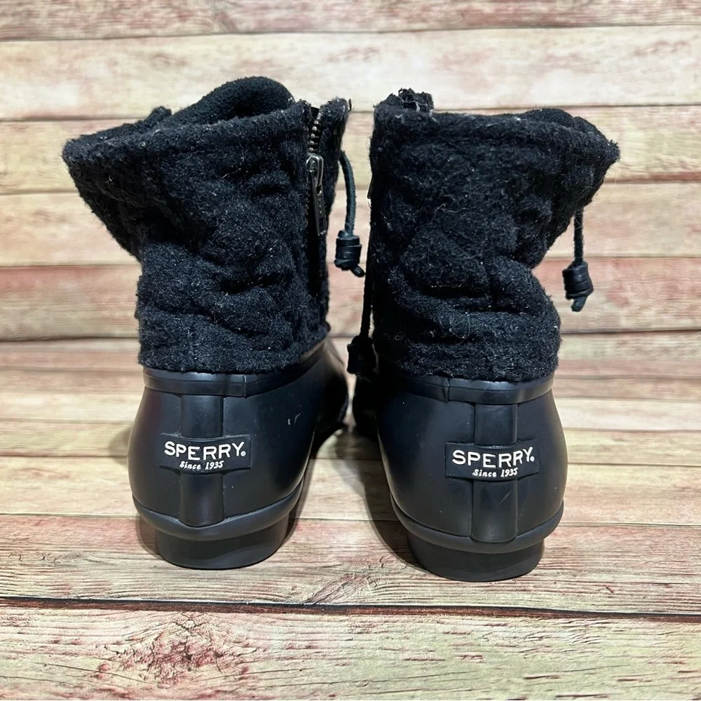 Sperry Black Wool Quilted Duck Boots - Picture 6 of 8